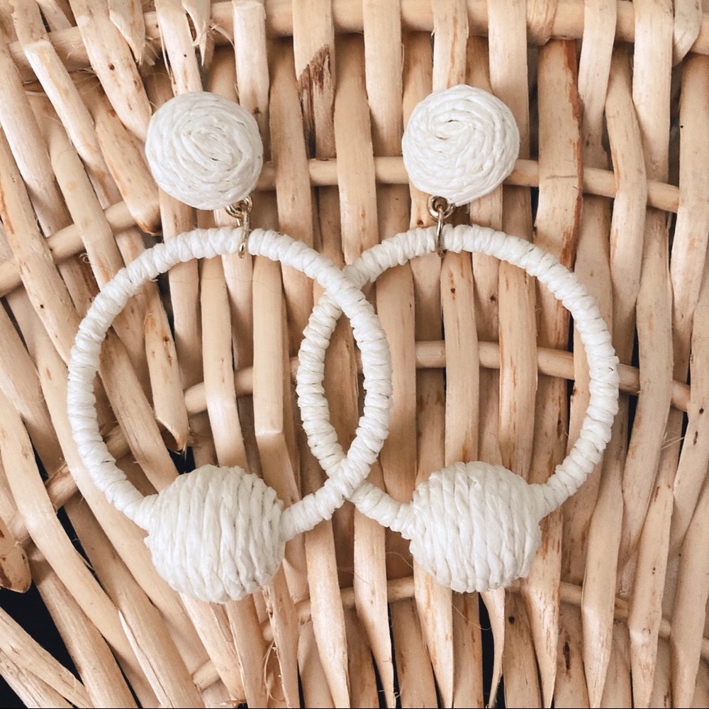White wicker earrings